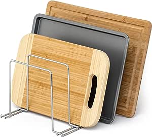 simplywire – Baking Tray and Chopping Board Rack – Pan Storage – Kitchen Cupboard Organiser – Chrome