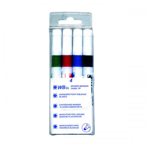 Assorted Whiteboard Markers Chisel Tip (Pack of 4)