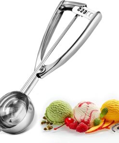 Bixel Ice Cream Scoops with Easy Trigger - Large Sized (6.3cm) 304 Stainless Steel Cookie Scoop for Meatballs, Mellon Balls, Mashed Potatoes and Muffins