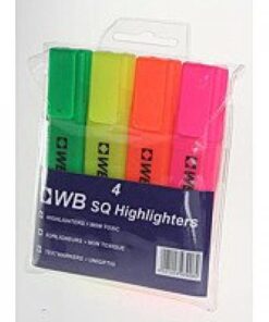 ValueX Flat Barrel Highlighter Pen Chisel Tip 1-5mm Line Assorted Colours (Pack 4)